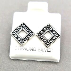 Sterling silver diamond-shape stud earrings